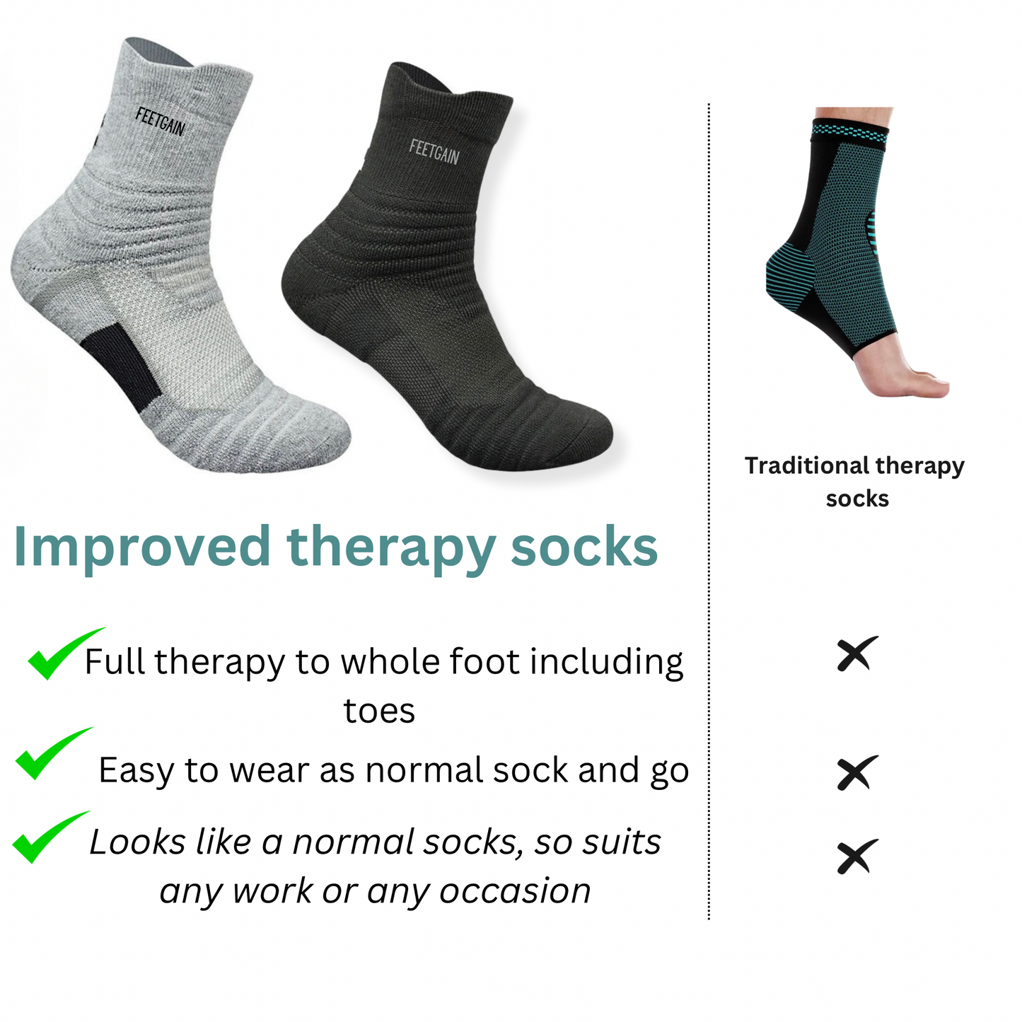 Healing Therapy socks (Grey Feet Design)